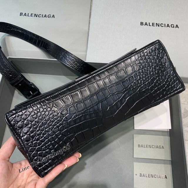 Balenciaga巴黎世家專櫃爆款大號鱷魚黑Hourglass沙漏包 fyj1812